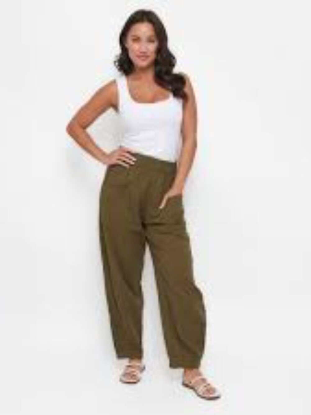 Elsie & Zoey Jasmine Patch Pocket Green Lightweight Casual Gauze Women's M Pants